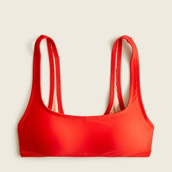 NIP JCrew Women's 1989 Scoopneck Bikini Top in Bright Cerise - Picture 4 of 10